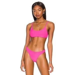 SUPERDOWN Mia Ribbed Bikini Bottom in Pink Medium FLAWS Swimwear Summer